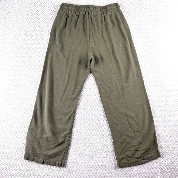 Staccato Pants Women Medium Army Green Coastal Beachy Lightweight Linen Blend - Picture 4 of 12